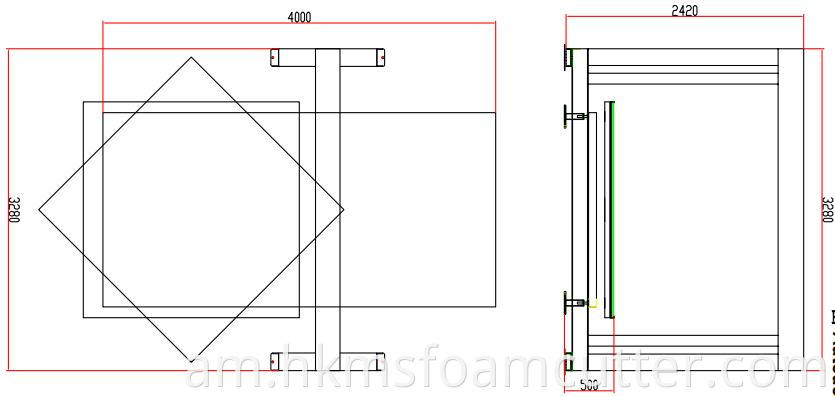 CNC Oscillating Blade with turntable installation drawing 